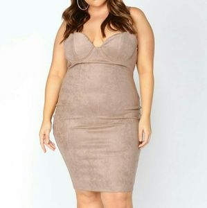 Fashion Nova Ria Suede Dress- Taupe NWT